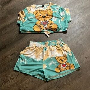 SHEIN Bear Print Pajama Set